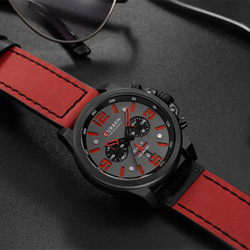 Men's Leather Chronograph Watch
