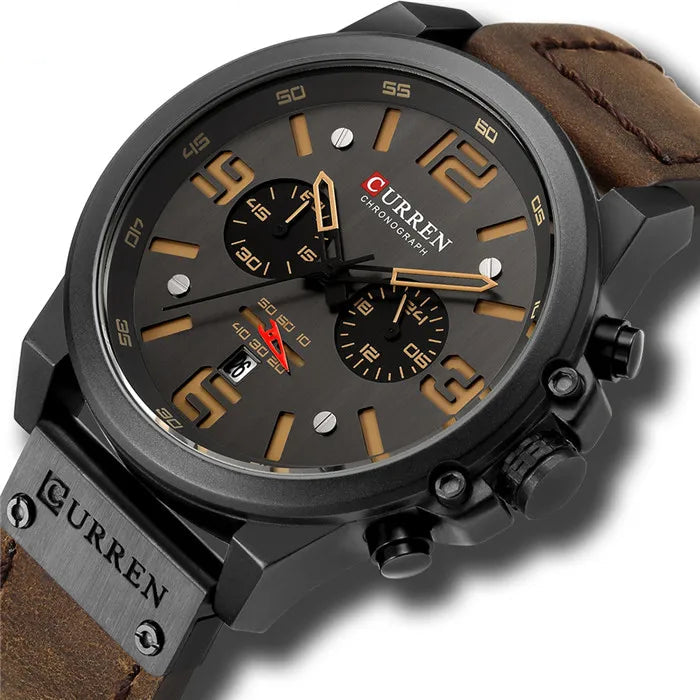 Men's Leather Chronograph Watch