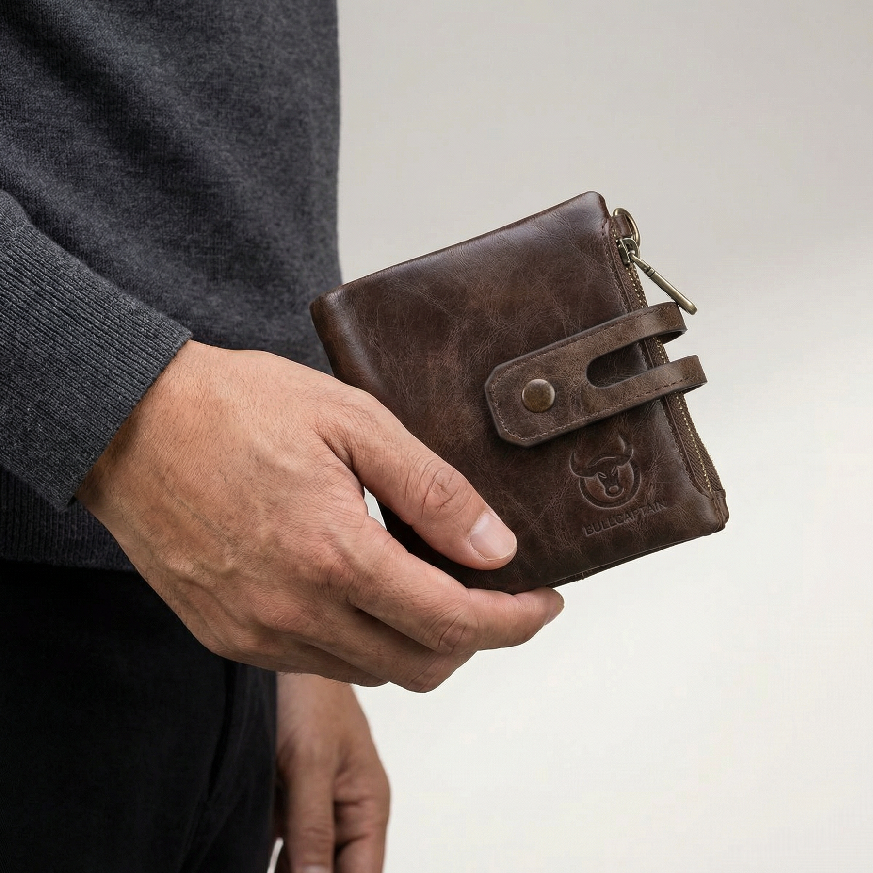 RFID-Geldbörse aus Leder – Elegante Doppelreißverschluss-Geldbörse