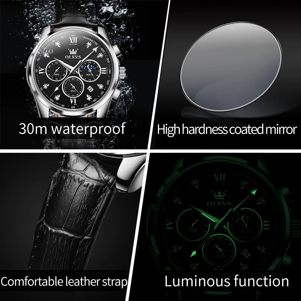 Quartz Watch - Stylish Luminous Moon Phase
