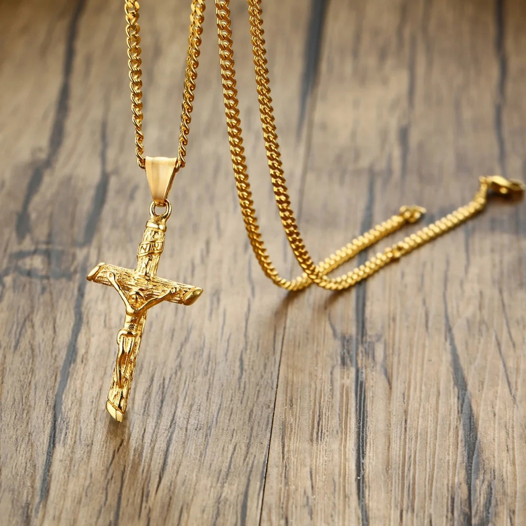 Gold Stainless Steel Cross Necklace