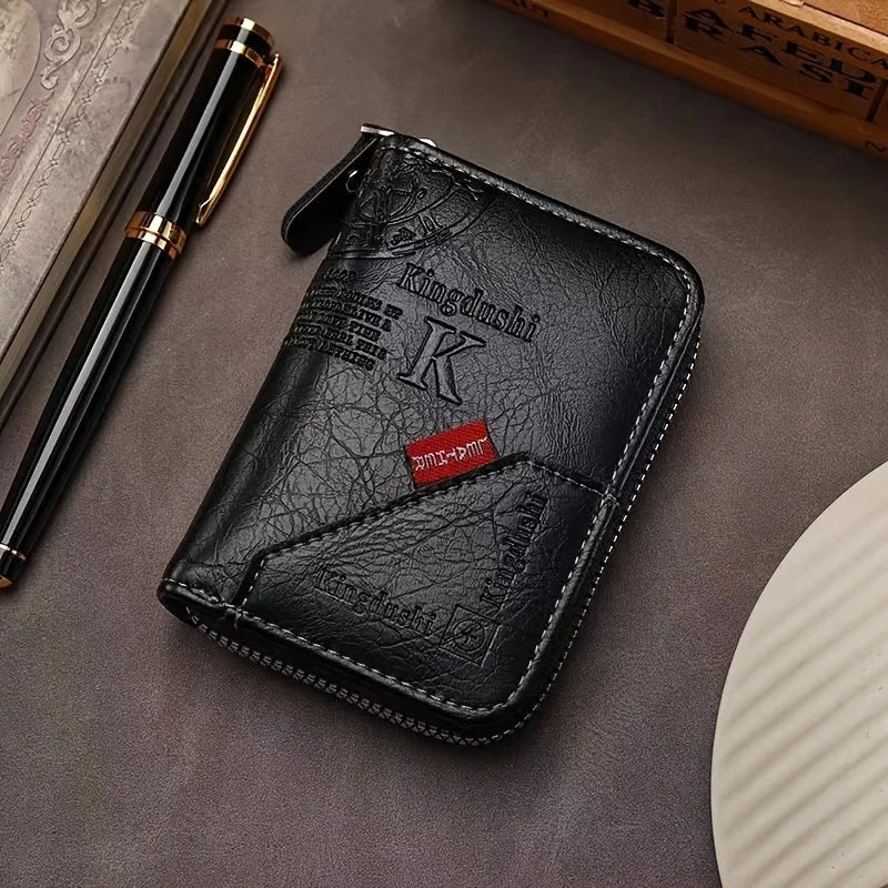 Vintage-Inspired Compact PU Leather Wallet - Multiple Card Slots, Portable Credit Card Holder, Stylish Retro Design