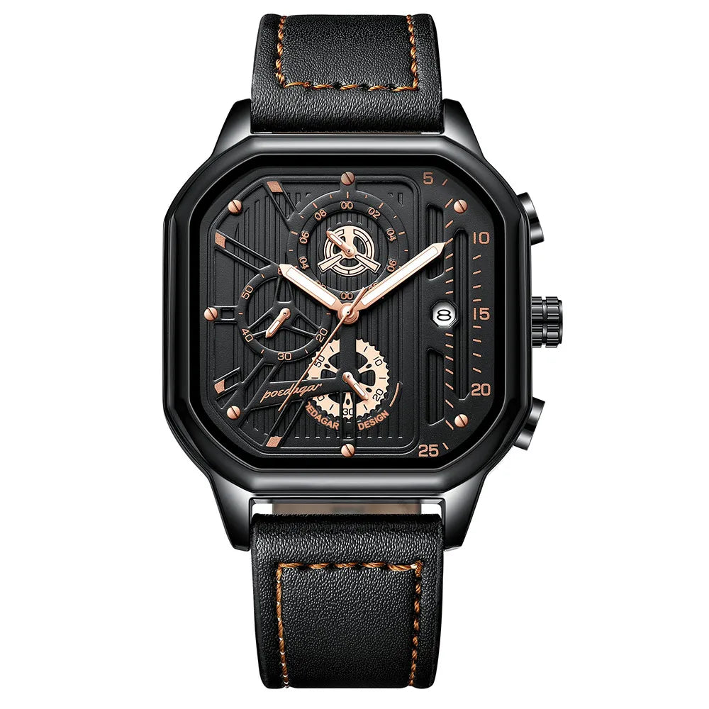 Montre chronographe de luxe pour homme Lorqen Copenhagen en cuir