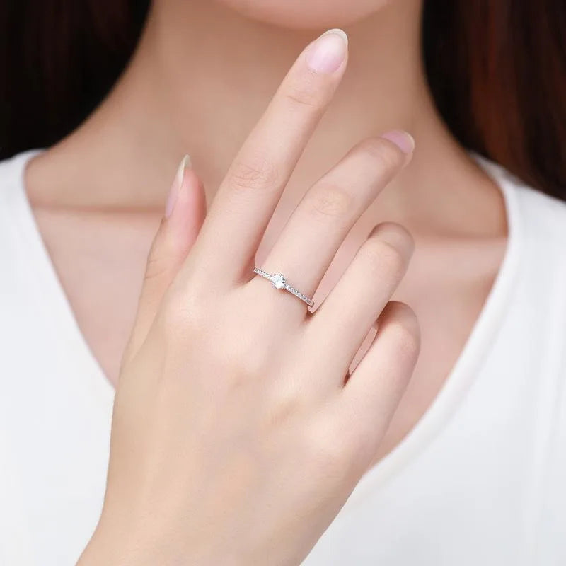 JoyceJelly 0.4CT 4.5mm D Color VVS Real Moissanite Ring Exquisite Female Sterling Silver 925 Jewelry Pass Diamond Tester Size5-9