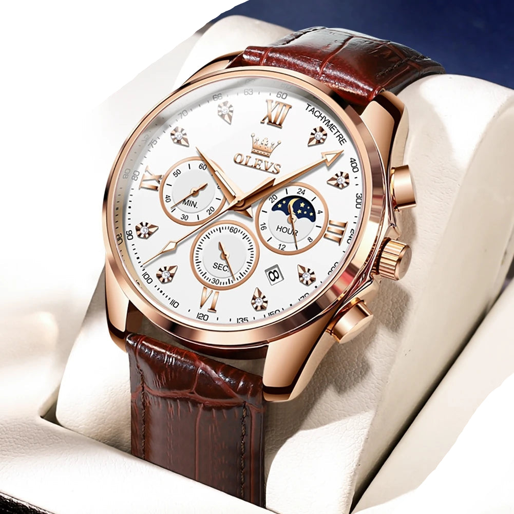 Quartz Watch - Stylish Luminous Moon Phase