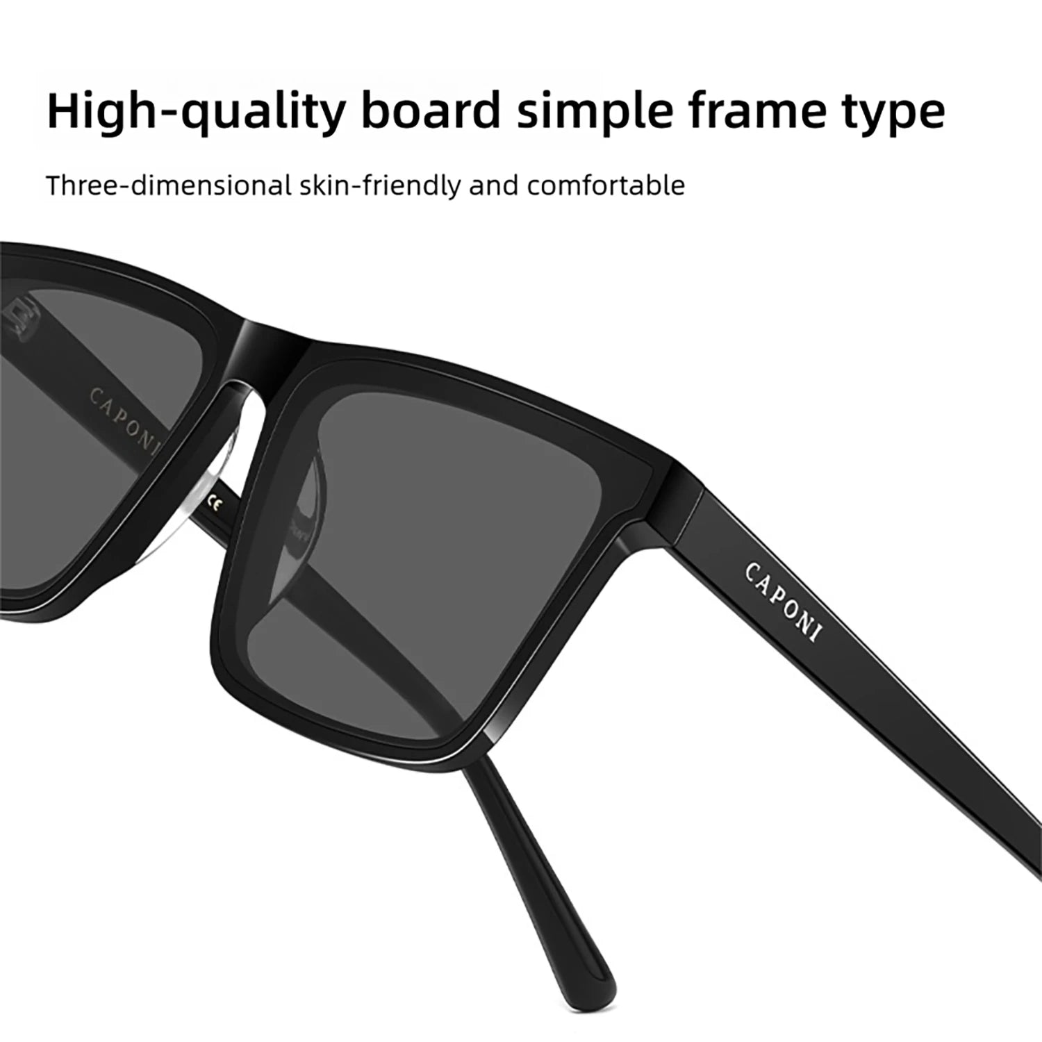 CAPONI náilon polarizado óculos de sol acetato de alta qualidade quadrado design plano óculos de sol para homem uv400 proteger preto tons cp7499 oculos masculinos oculos de sol masculino polarizado