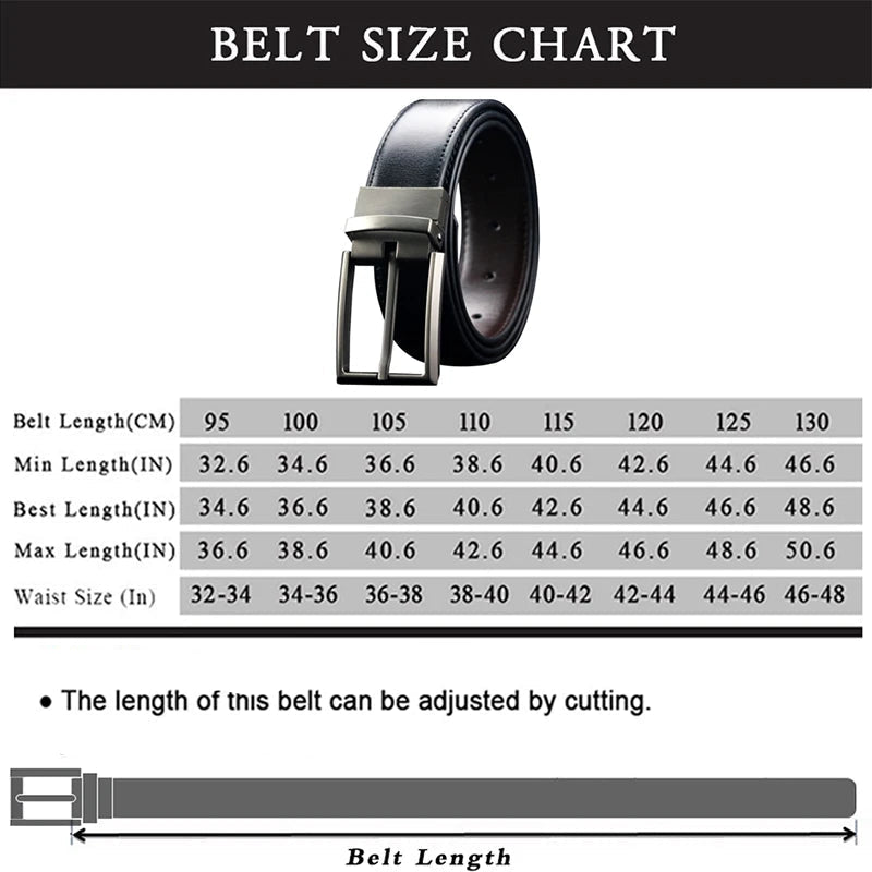 Maikun Belt Men's Reversible Leather Dress Belt Metal Pin Rotated Buckle Fashion Luxury Brand Male Belt High Quality Waistband