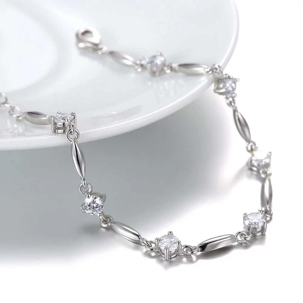 S925 Sterling Silver Bracelet Zircon Sweet Delicate Amethyst Bracelet Jewelry For Women, Christmas Gifts