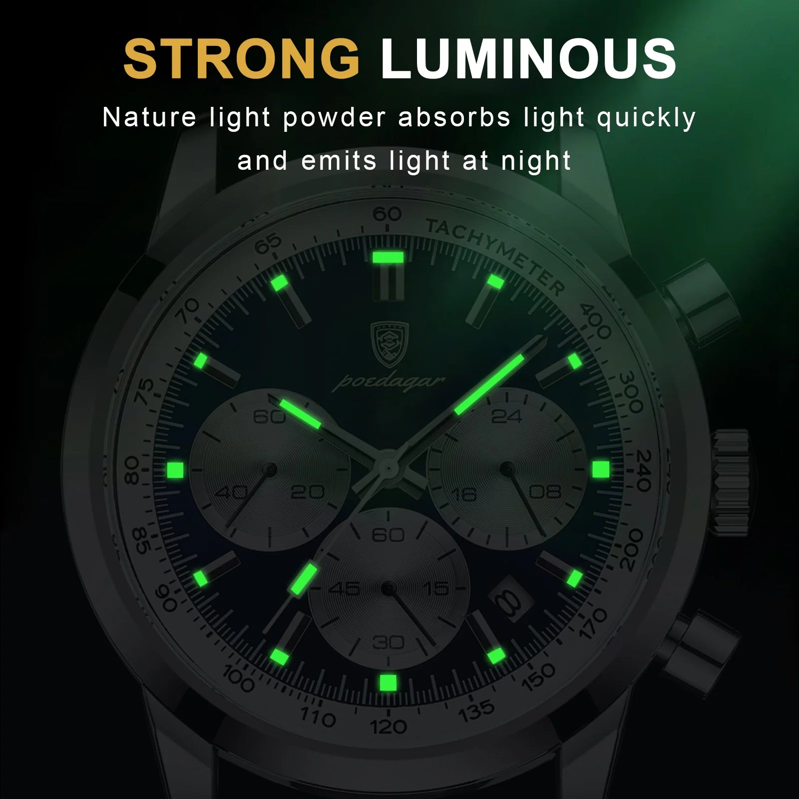 Poedagar avançado calendário à prova dwaterproof água luz noturna temporizador relógio masculino negócios de luxo moda relógio de couro masculino