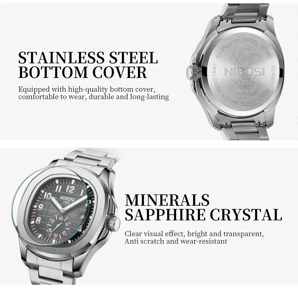 Nibosi novos relógios de marca superior luxo à prova dwaterproof água luminosa digital relógios quartzo casual silicone data relógios para homem reloj hombre