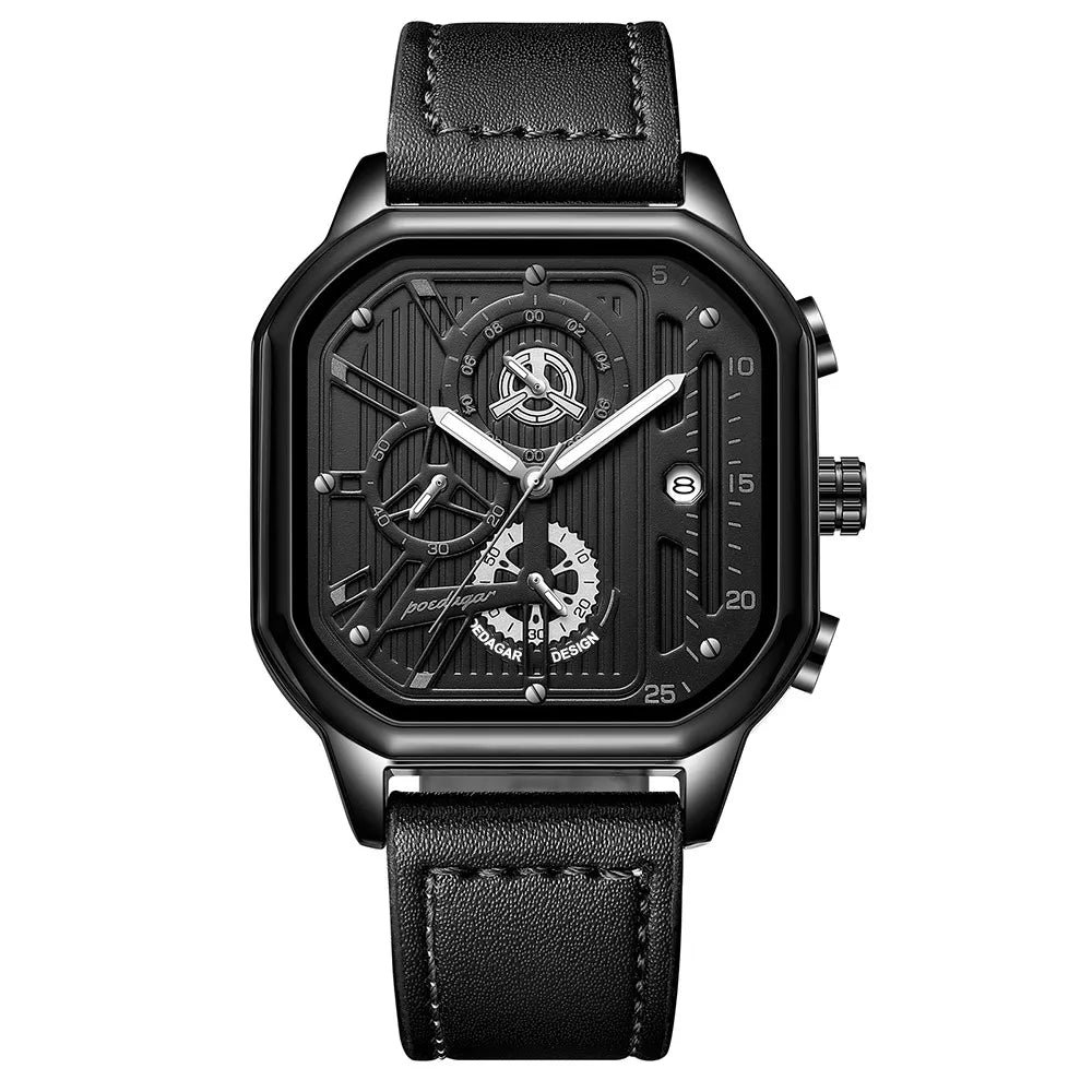 Montre chronographe de luxe pour homme Lorqen Copenhagen en cuir