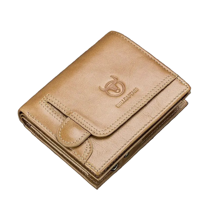 BULLCAPTAIN Men RFID Blocking Bifold Wallet Genuine Leather Card Holder Wallets with 15 Card Slots