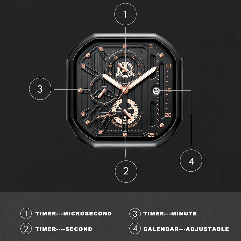 Montre chronographe de luxe pour homme Lorqen Copenhagen en cuir