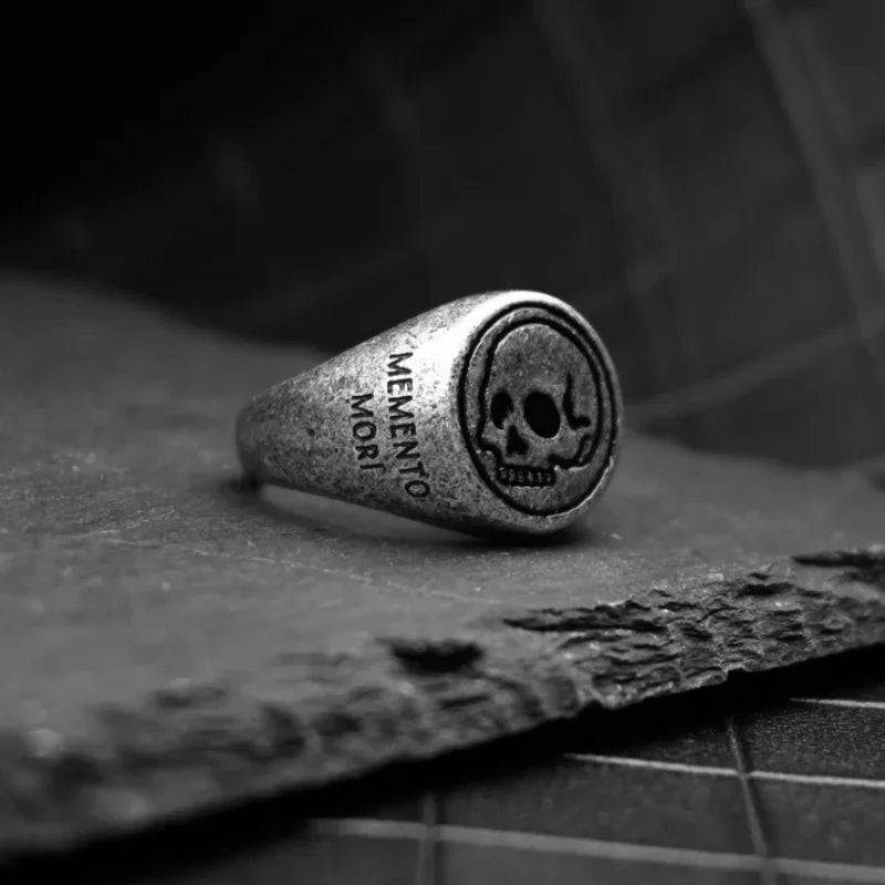 2025 Memento Mori Vintage New Luxury High Quality Stainless Steel Rings for Woman ManAncient Silver Color Decoration Jewelry