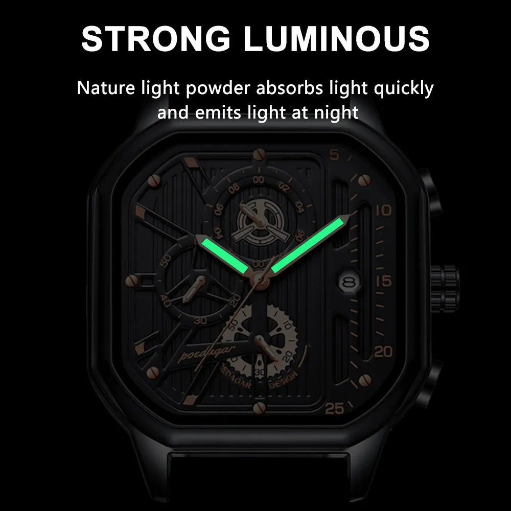 Montre chronographe de luxe pour homme Lorqen Copenhagen en cuir