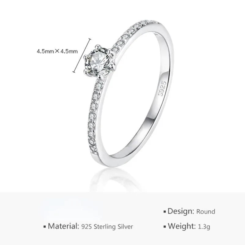 JoyceJelly 0.4CT 4.5mm D Color VVS Real Moissanite Ring Exquisite Female Sterling Silver 925 Jewelry Pass Diamond Tester Size5-9