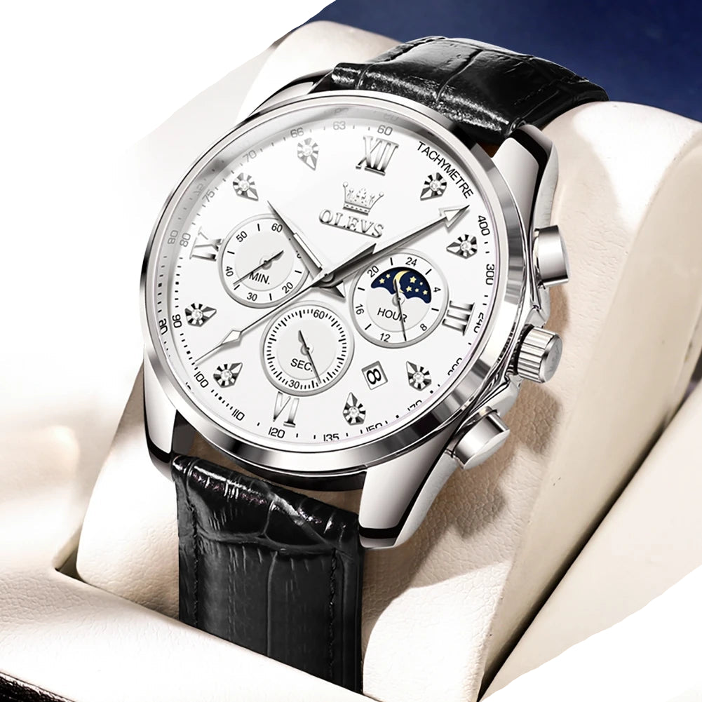 Quartz Watch - Stylish Luminous Moon Phase