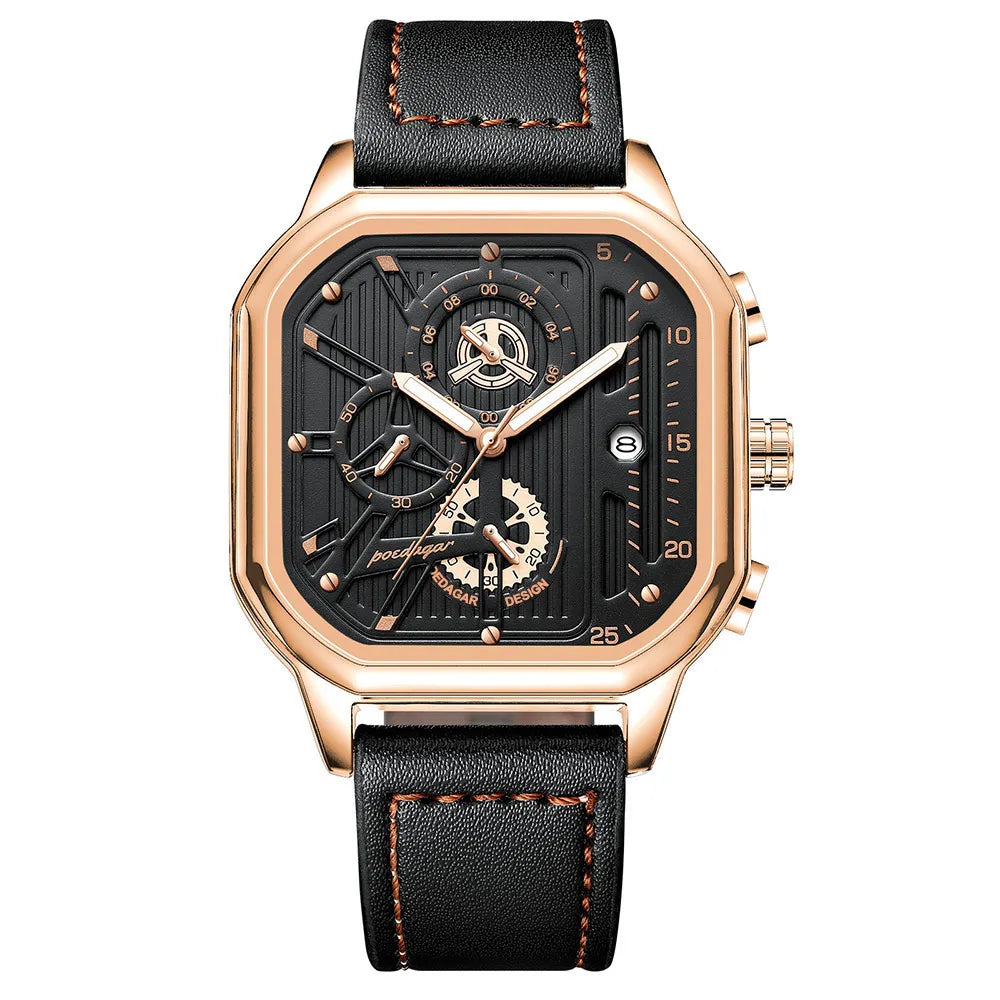Montre chronographe de luxe pour homme Lorqen Copenhagen en cuir