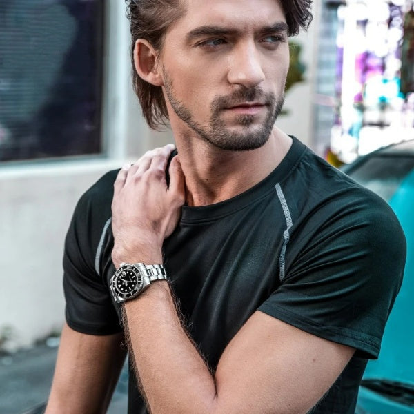 Stainless Steel Watch Men's European and American Business Leisure Quartz Watch Waterproof Outdoor Sports Watch