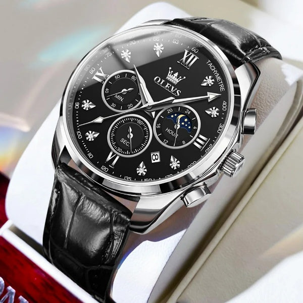 Quartz Watch - Stylish Luminous Moon Phase