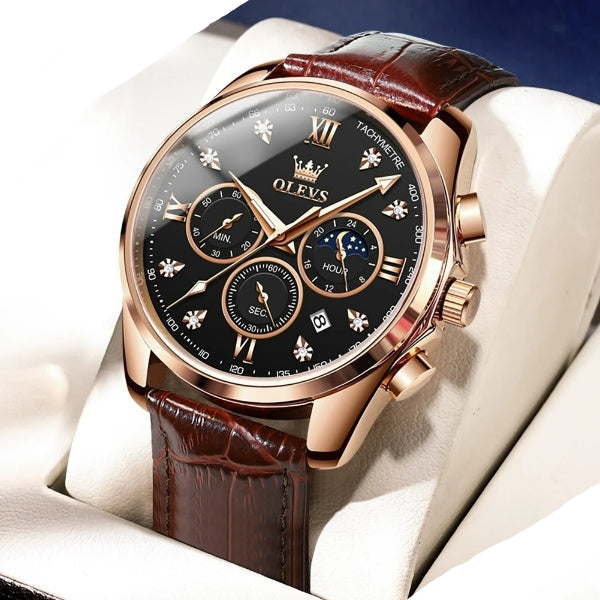 Quartz Watch - Stylish Luminous Moon Phase