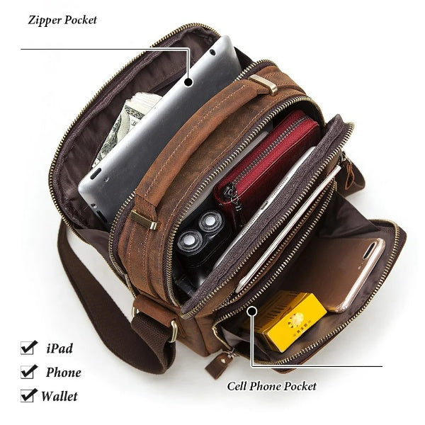 Genuine Leather Men's Vintage Crossbody Bag