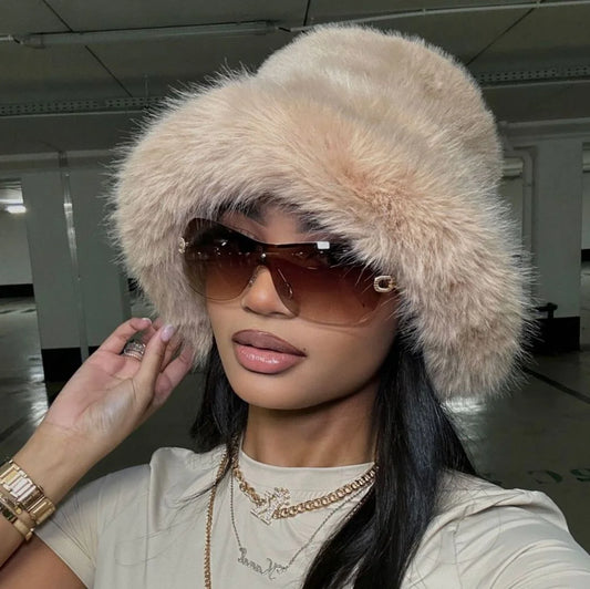 Luxurious Faux Fur Bucket Hat for Women - Winter Chic