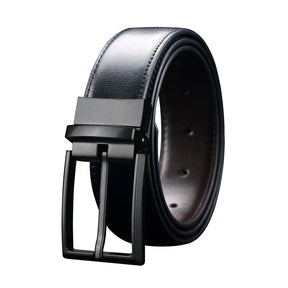 Maikun Belt Men's Reversible Leather Dress Belt Metal Pin Rotated Buckle Fashion Luxury Brand Male Belt High Quality Waistband