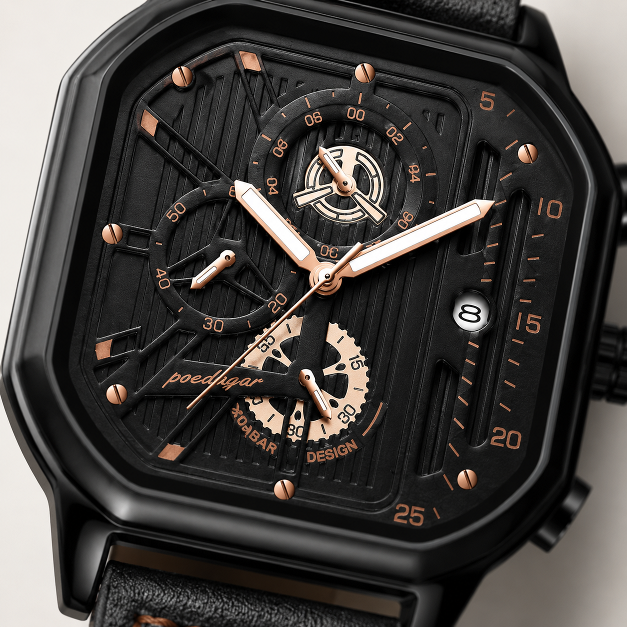 Montre chronographe de luxe pour homme Lorqen Copenhagen en cuir