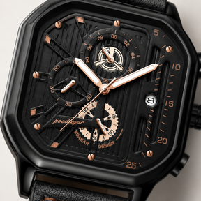 Montre chronographe de luxe pour homme Lorqen Copenhagen en cuir