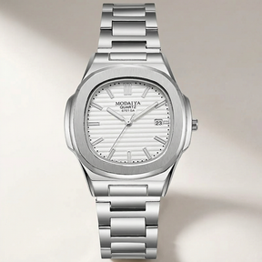 Lorqen Lisbon – Montre carrée élégante à quartz avec bracelet en acier inoxydable