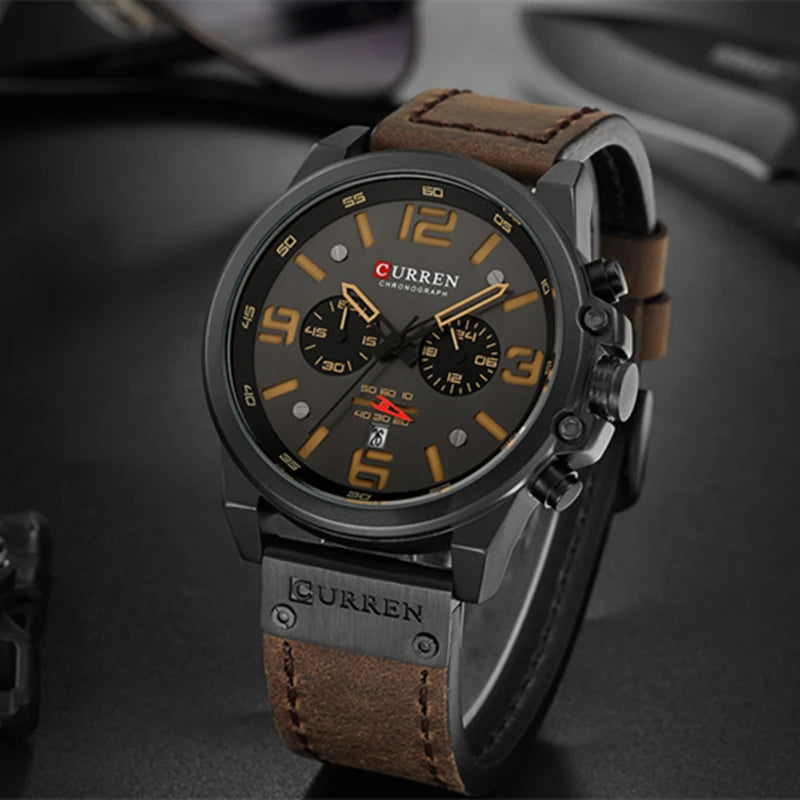 Men's Leather Chronograph Watch