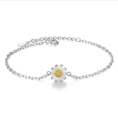 Elegant 925 Sterling Silver Daisy Bracelet for Women