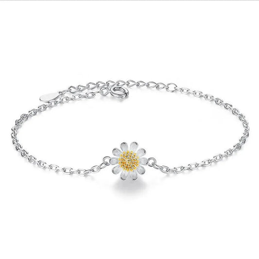 Elegant 925 Sterling Silver Daisy Bracelet for Women