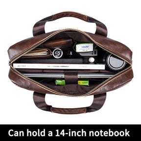 BULLCAPTAIN Briefcase Shoulder Messenger Bags Men's Genuine Leather 14-inch Laptop Bag's Men's Briefcase Office Business Handbag