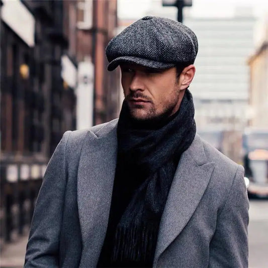 Elegant Wool Newsboy Cap for Men