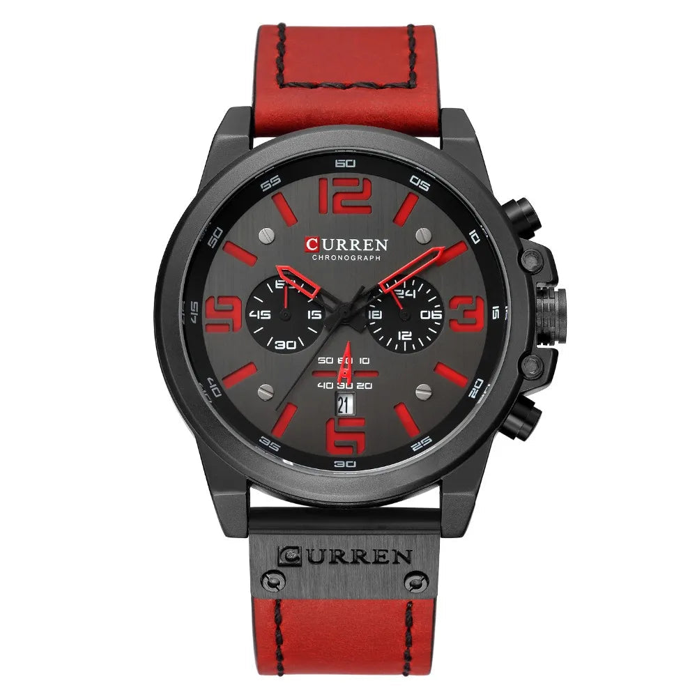 Men's Leather Chronograph Watch