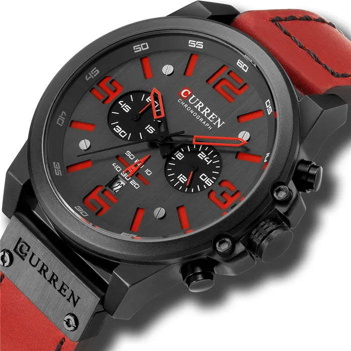 Men's Leather Chronograph Watch