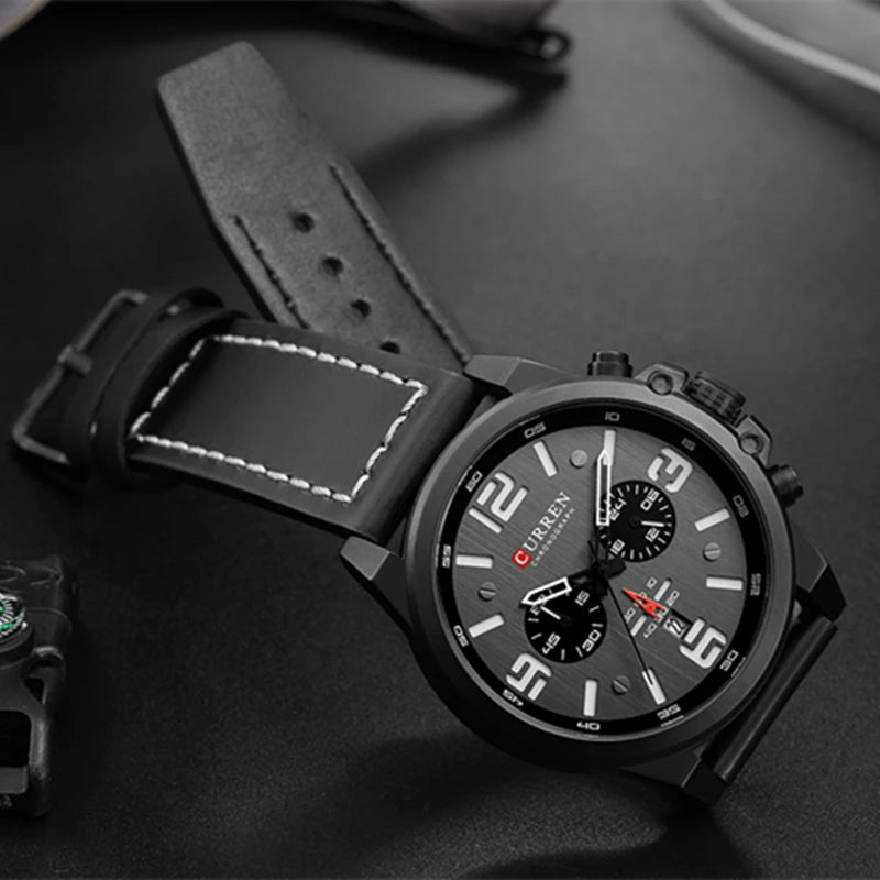 Men's Leather Chronograph Watch