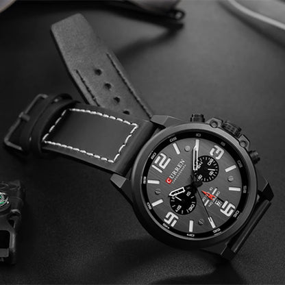 Men's Leather Chronograph Watch