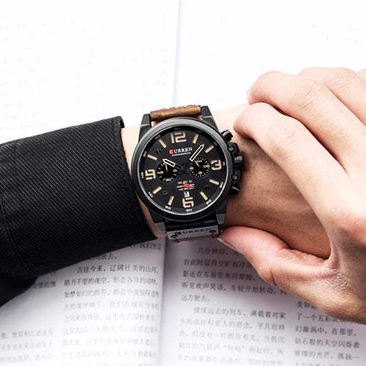 Men's Leather Chronograph Watch