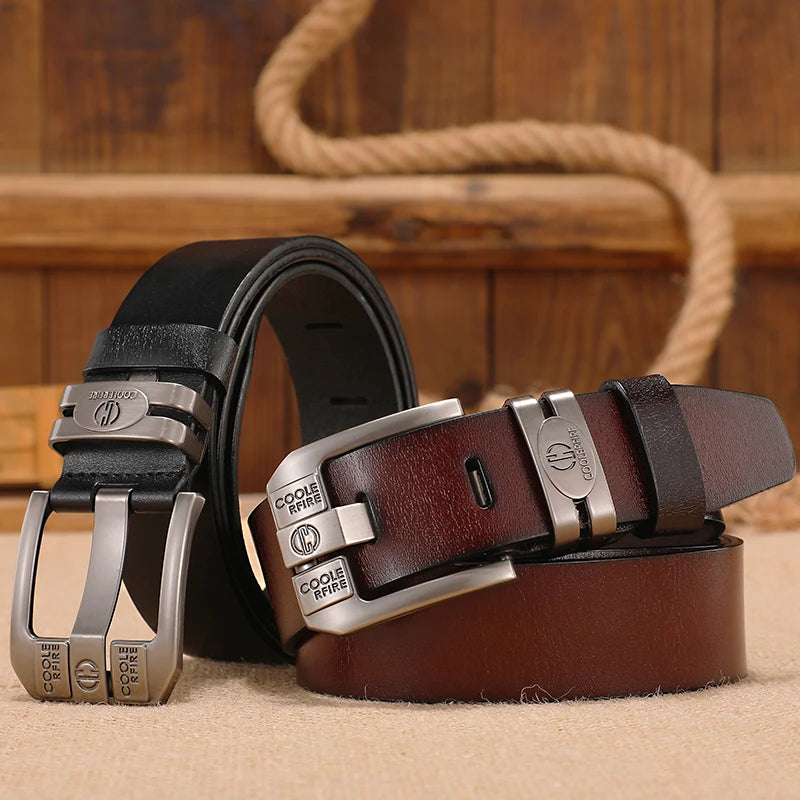 New Men Genuine Leather Belts Cowboy Wide High Quality Buckle Belts for Men Brand Luxury Leisure Vintage Jeans Strap HQ225