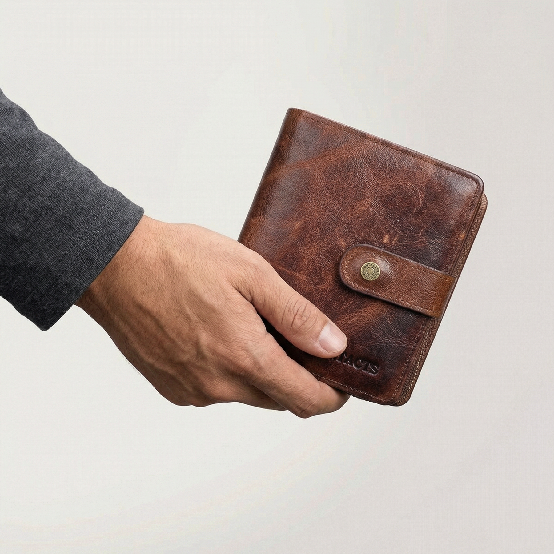 Vintage-Ledergeldbörse mit RFID-Schutz und Münzfach
