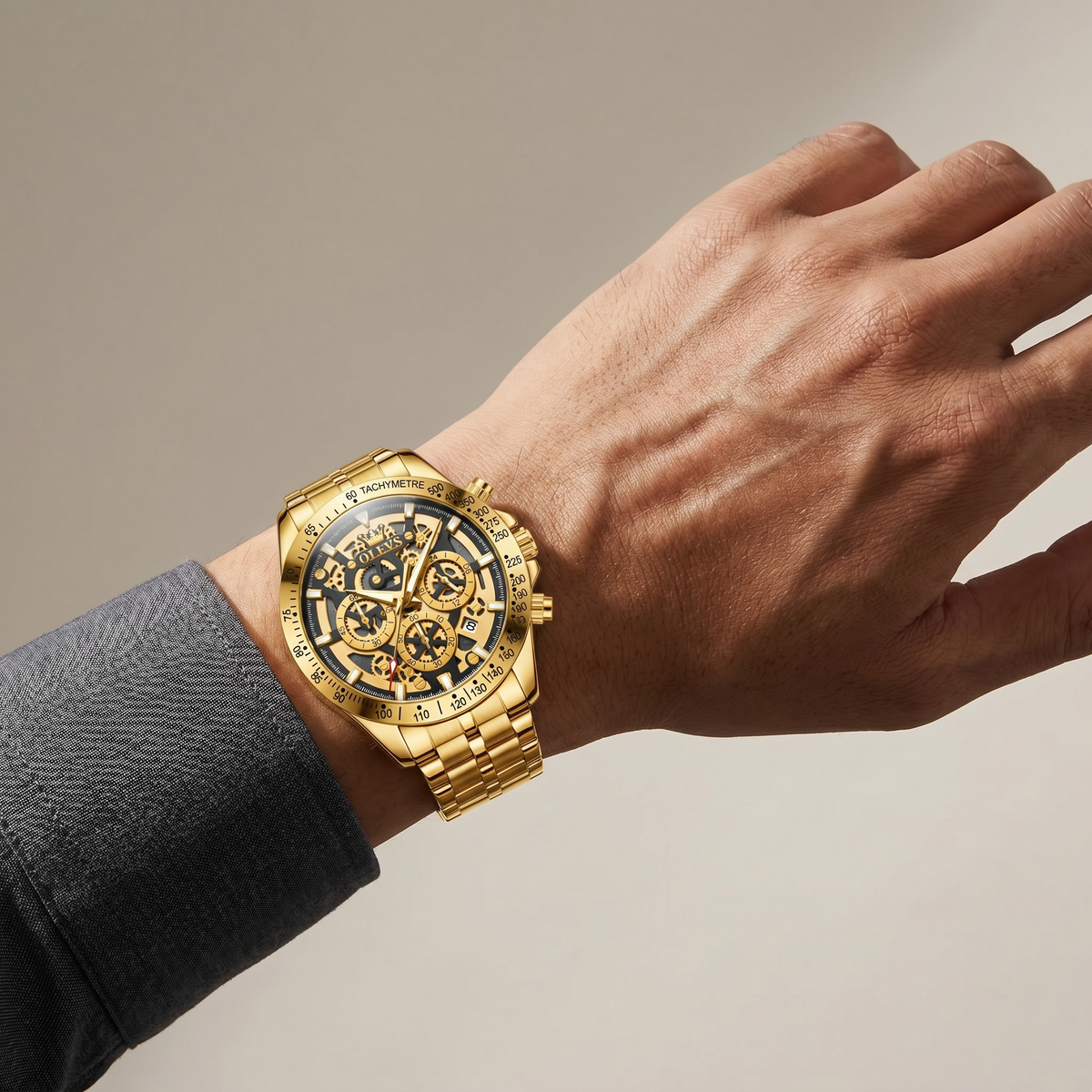 Cordace Bangkok - Casual Golden Stainless Steel Watch