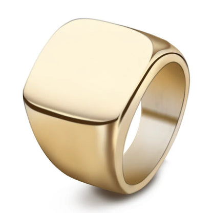 HNSP 316L Stainless Steel Square Signet Ring For Men 14MM Wide Male Finger Jewelry Accessories