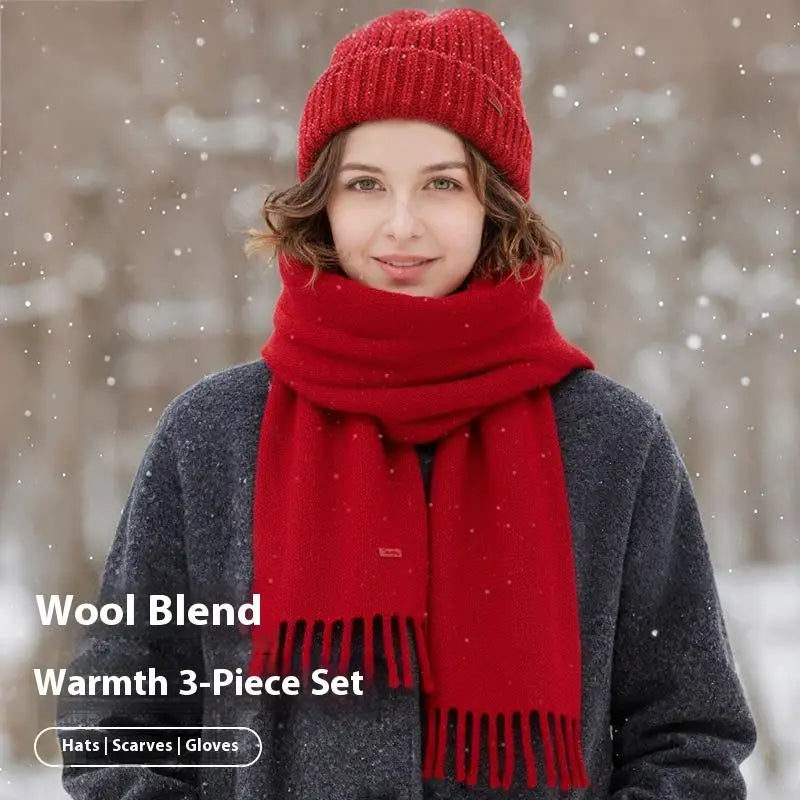 Elegant Winter 3-Piece Set: Hat, Scarf & Gloves Gift