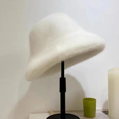 Soft Plush Winter Bucket Hat for Women