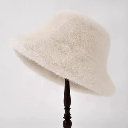 Soft Plush Winter Bucket Hat for Women