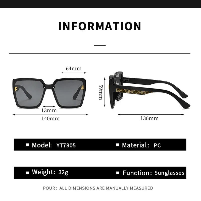 Chic Oversized UV400 Square Sunglasses for Women