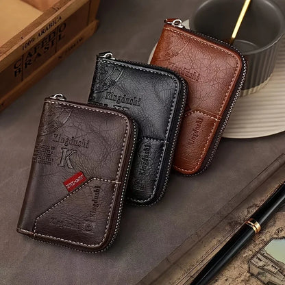 Vintage-Inspired Compact PU Leather Wallet - Multiple Card Slots, Portable Credit Card Holder, Stylish Retro Design